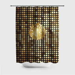 Шторка для душа Золотой диско шар и золотая мозаика, цвет: 3D-принт