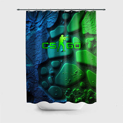 Шторка для душа CS GO green black abstract, цвет: 3D-принт