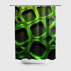 Шторка для душа Объемные зеленые соты, цвет: 3D-принт
