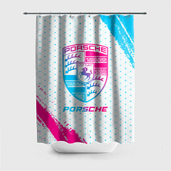 Шторка для душа Porsche neon gradient style, цвет: 3D-принт