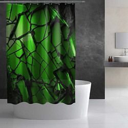 Шторка для душа Зеленое треснутое стекло, цвет: 3D-принт — фото 2