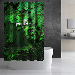 Шторка для душа CS GO green abstract, цвет: 3D-принт — фото 2