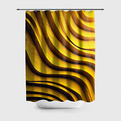 Шторка для душа Желтые абстрактные полосы, цвет: 3D-принт