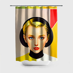Шторка для душа Девушка с жёлтыми волосами конструктивизм, цвет: 3D-принт