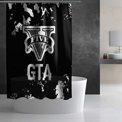 Шторка для душа GTA glitch на темном фоне, цвет: 3D-принт — фото 2
