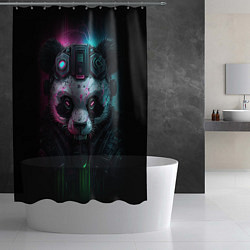 Шторка для душа Киберпанк панда, цвет: 3D-принт — фото 2
