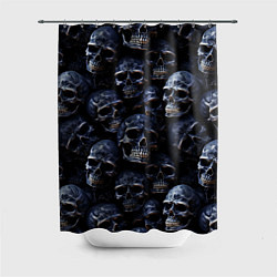 Шторка для душа Черные металлические черепа, цвет: 3D-принт