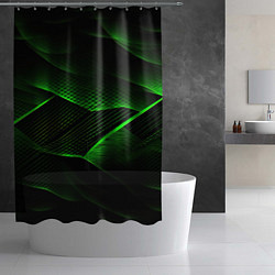 Шторка для душа Зеленые абстрактные полосы, цвет: 3D-принт — фото 2