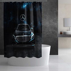 Шторка для душа Mercedes Benz space background, цвет: 3D-принт — фото 2