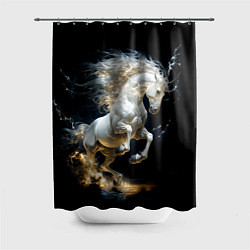 Шторка для душа Конь Белая молния, цвет: 3D-принт