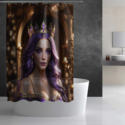 Шторка для душа Девушка с фиолетовыми волосами в короне, цвет: 3D-принт — фото 2