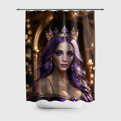 Шторка для душа Девушка с фиолетовыми волосами в короне, цвет: 3D-принт