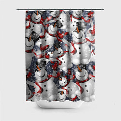 Шторка для душа Зимний паттерн со снеговиками, цвет: 3D-принт