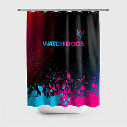 Шторка для душа Watch Dogs - neon gradient: символ сверху, цвет: 3D-принт