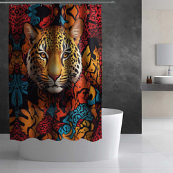 Шторка для душа Леопард с африканскими узорами, цвет: 3D-принт — фото 2