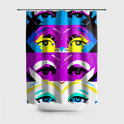 Шторка для душа Eyes - pop art - neural network, цвет: 3D-принт