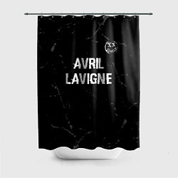 Шторка для душа Avril Lavigne glitch на темном фоне: символ сверху, цвет: 3D-принт