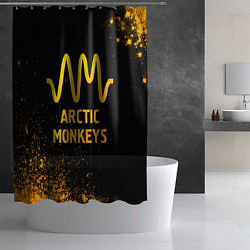 Шторка для душа Arctic Monkeys - gold gradient, цвет: 3D-принт — фото 2