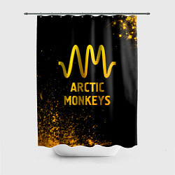 Шторка для душа Arctic Monkeys - gold gradient, цвет: 3D-принт