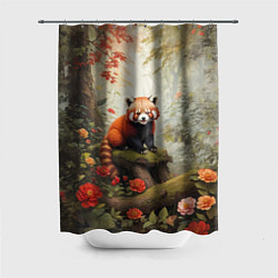 Шторка для душа Красная панда в лесу, цвет: 3D-принт