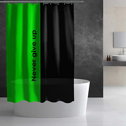 Шторка для душа Never give up мотивация красно-зелёный, цвет: 3D-принт — фото 2