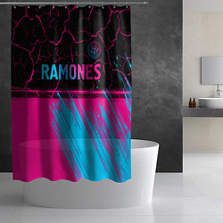 Шторка для душа Ramones - neon gradient посередине, цвет: 3D-принт — фото 2