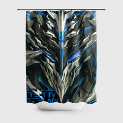 Шторка для ванной Синий неоновый кибер демон