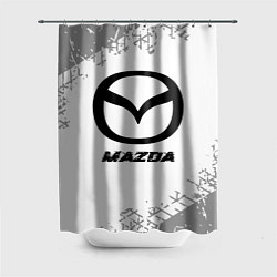 Шторка для душа Mazda speed на светлом фоне со следами шин, цвет: 3D-принт