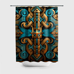 Шторка для душа Орнамент в норвежском стиле, цвет: 3D-принт