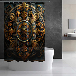 Шторка для душа Круглый орнамент в викингском стиле, цвет: 3D-принт — фото 2
