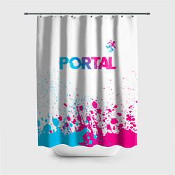 Шторка для душа Portal neon gradient style посередине, цвет: 3D-принт