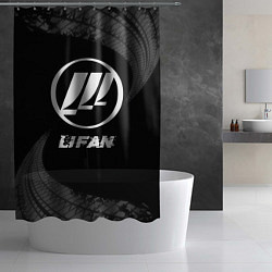 Шторка для душа Lifan speed на темном фоне со следами шин, цвет: 3D-принт — фото 2
