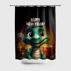 Шторка для душа Happy new year green drogon, цвет: 3D-принт