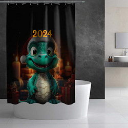 Шторка для душа Зеленый дракон 2024, цвет: 3D-принт — фото 2