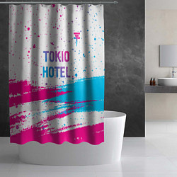 Шторка для душа Tokio Hotel neon gradient style посередине, цвет: 3D-принт — фото 2