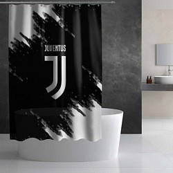 Шторка для душа Juventus спорт краски черно белый, цвет: 3D-принт — фото 2