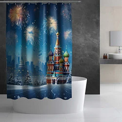 Шторка для душа Новогодняя Москва, цвет: 3D-принт — фото 2