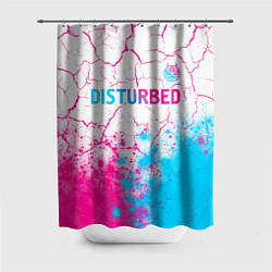 Шторка для душа Disturbed neon gradient style посередине, цвет: 3D-принт