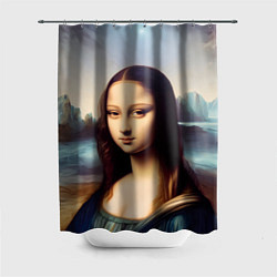 Шторка для душа Нейросеть - азиатская Мона Лиза, цвет: 3D-принт