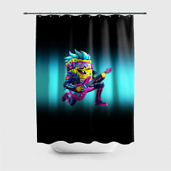 Шторка для душа Sponge Bob - rock guitarist - ai art, цвет: 3D-принт