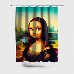 Шторка для душа Нейросеть - Мона Лиза в стиле Pixar, цвет: 3D-принт