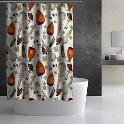Шторка для душа Череп и физалис паттерн, цвет: 3D-принт — фото 2