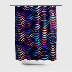 Шторка для душа Разноцветные волны-чешуйки, цвет: 3D-принт