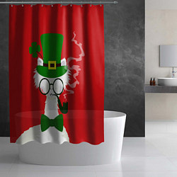 Шторка для душа Лама - альпака в день Патрика, цвет: 3D-принт — фото 2