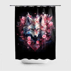 Шторка для душа Белый романтичный волк, цвет: 3D-принт