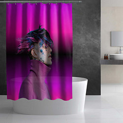 Шторка для душа Lil Peep фиолетовый лук, цвет: 3D-принт — фото 2