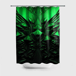 Шторка для душа Асимметрия зеленого узора, цвет: 3D-принт