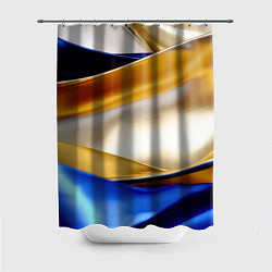 Шторка для душа Белая желтая синяя абстракция, цвет: 3D-принт