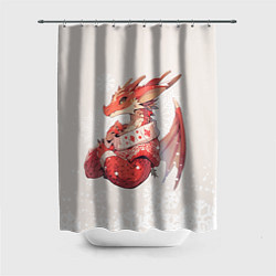 Шторка для душа Красный дракон в свитере, цвет: 3D-принт