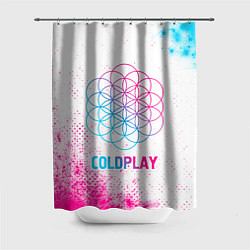 Шторка для душа Coldplay neon gradient style, цвет: 3D-принт